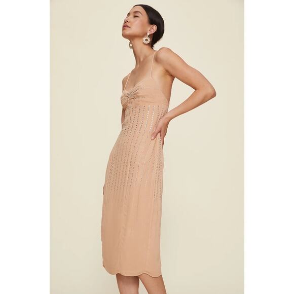 Elegant Peach Embellished Dress - Picture 8 of 11